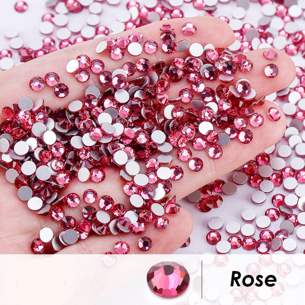 Feildoo 1440 Pieces Flat Crystal Rhinestone Glue Fixed Round Stones Glass  Nails Diamonds For Crafts Nails Clothes Shoes Bags Diy Art,Rose 